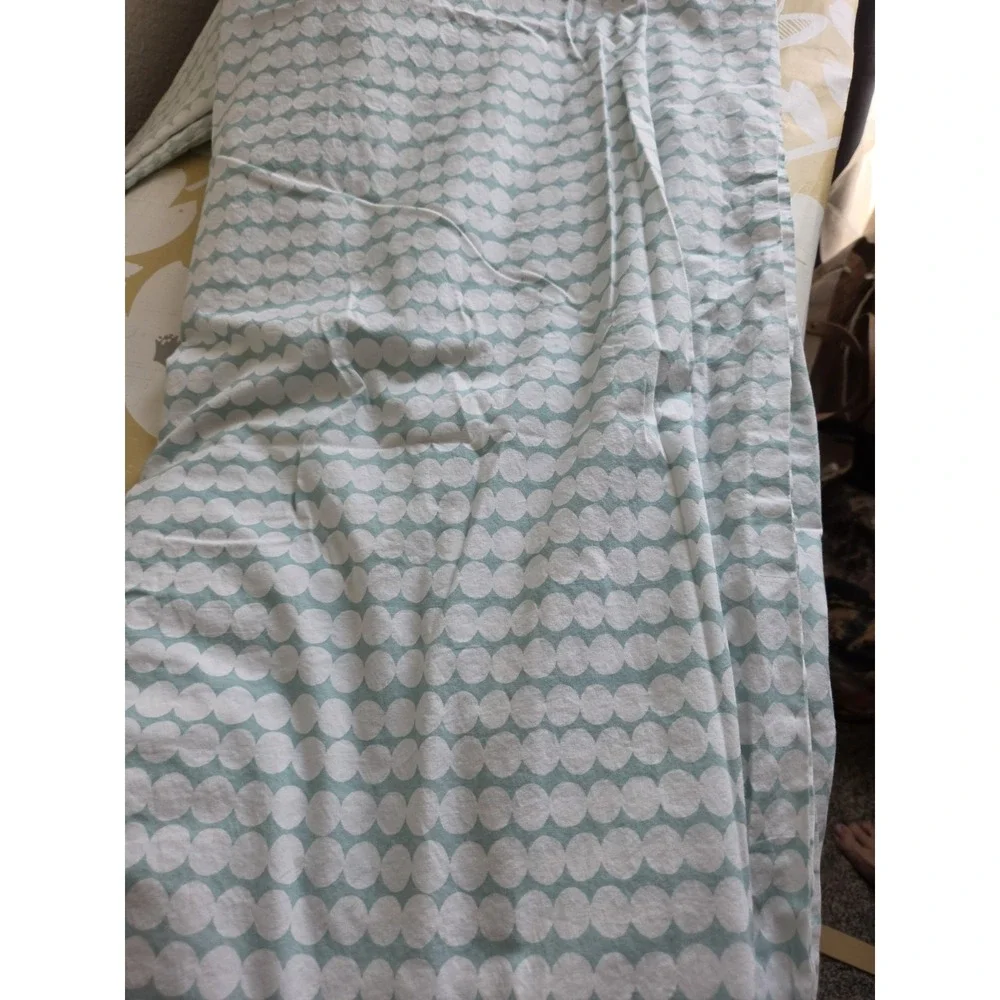 Marimekko King Flat Sheet & 2 King Pillowcases Green White Dot Modern